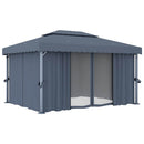 pavillon med gardin 4x3 m aluminium antracitgrå