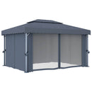 pavillon med gardin 4x3 m aluminium antracitgrå