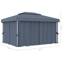 pavillon med gardin 4x3 m aluminium antracitgrå