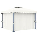pavillon med gardin 3x3 m aluminium cremefarvet