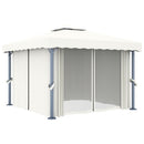 pavillon med gardin 3x3 m aluminium cremefarvet