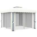 pavillon med gardin 3x3 m aluminium cremefarvet