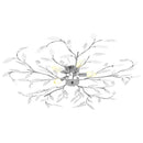loftslampe med krystalblade akryl til 5 E14-pærer hvid