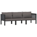 3-personers sofa med hynder polyrattan antracitgrå