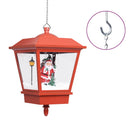 hængende julelampe med LED-lys og julemand 27x27x45 cm rød