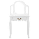 kosmetikbord med taburet 65x36x128 cm kejsertræ MDF hvid
