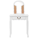 kosmetikbord med taburet 65x36x128 cm kejsertræ MDF hvid