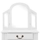 kosmetikbord med taburet 65x36x128 cm kejsertræ MDF hvid