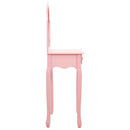 kosmetikbord med taburet 65x36x128 cm kejsertræ MDF pink