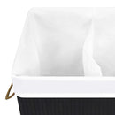 vasketøjskurv med 2 rum 72 l bambus sort
