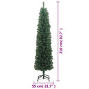 smalt kunstigt juletræ med juletræsfod 210 cm PVC grøn