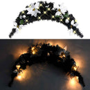 julekrans buefacon med LED-lys 90 cm PVC sort