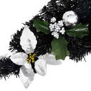 julekrans buefacon med LED-lys 90 cm PVC sort