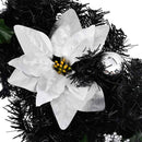 julekrans buefacon med LED-lys 90 cm PVC sort
