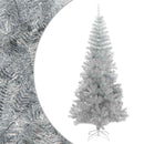 kunstigt juletræ med juletræsfod 210 cm PET sølvfarvet