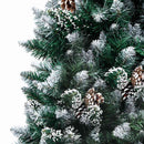kunstigt juletræ med grankogler og hvidt sne 150 cm