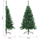 kunstigt halvt juletræ med juletræsfod 150 cm PVC grøn