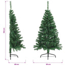 kunstigt halvt juletræ med juletræsfod 150 cm PVC grøn