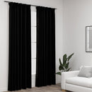 mørklægningsgardiner med kroge 2 stk. hør-look 140x245 cm sort