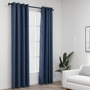 mørklægningsgardiner med øjer 2 stk. hør-look 140x225 cm blå