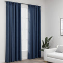 mørklægningsgardiner med kroge 2 stk. hør-look 140x225 cm blå