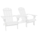 Adirondack-havestole med bord massivt grantræ hvid