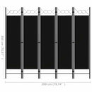 5-panels rumdeler 200x180 cm sort