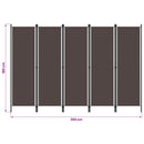 5-panels rumdeler 250 x 180 cm brun