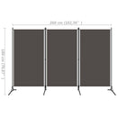 3-panels rumdeler 260 x 180 cm antracitgrå