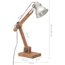 industriel skrivebordslampe 58x18x90 cm E27 rund sølvfarvet