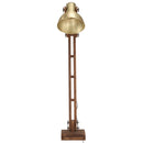 gulvlampe E27 massivt mangotræ messingfarvet