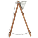 gulvlampe E27 massivt mangotræ sølvfarvet