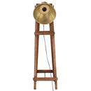 gulvlampe E27 massivt mangotræ messingfarvet