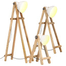 gulvlamper 3 stk. E27 massivt mangotræ hvid