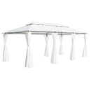 pavillon med gardiner 600x298x270 cm 180g/m² hvid