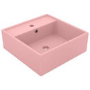 luksuriøs håndvask overløb 41x41 cm keramik firkantet mat pink