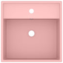 luksuriøs håndvask overløb 41x41 cm keramik firkantet mat pink