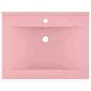 luksuriøs håndvask med vandhanehul 60x46 cm keramisk mat pink