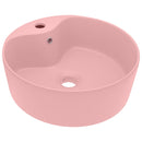 luksuriøs håndvask med overløb 36x13 cm keramik mat pink