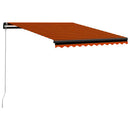 markise m. LED-lys 350x250 cm manuel betjening orange og brun