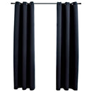 mørklægningsgardiner med ringe 2 stk. sort 97x213 cm stof