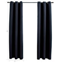 mørklægningsgardiner med ringe 2 stk. sort 97x213 cm stof