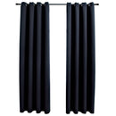 mørklægningsgardiner med ringe 2 stk. sort 137x213 cm stof