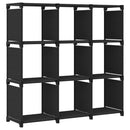 reol med 9 rum 103x30x107,5 cm stof sort