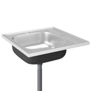 køkkenvask med afløbssæt 600x600x155 mm rustfrit stål sølv