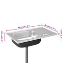 køkkenvask med afløbssæt 800x500x155 mm rustfrit stål sølv