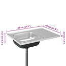 køkkenvask med afløbssæt 800x600x155 mm rustfrit stål sølv