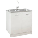 køkkenvask med 2 bassiner 800x500x155 mm rustfrit stål sølv