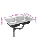 køkkenvask med 2 bassiner 800x500x155 mm rustfrit stål sølv
