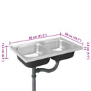 køkkenvask med 2 bassiner 800x500x155 mm rustfrit stål sølv